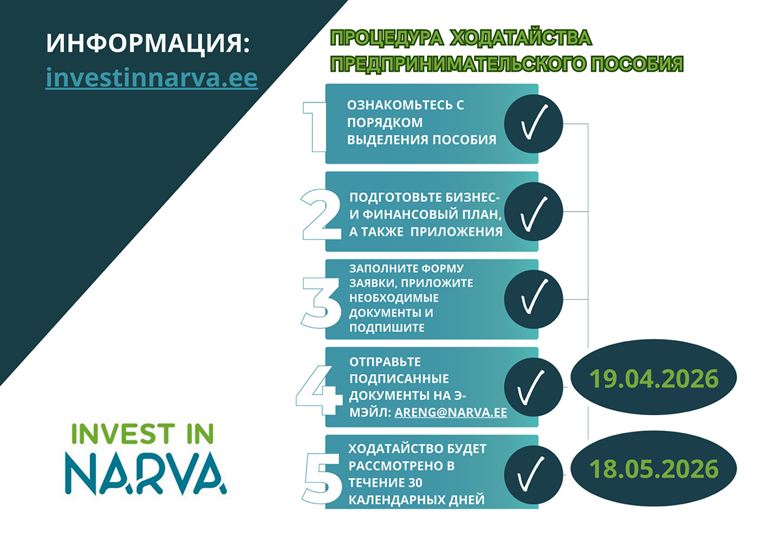 Narva AÖA ettevõtlustoetus plakat vene keeles 2