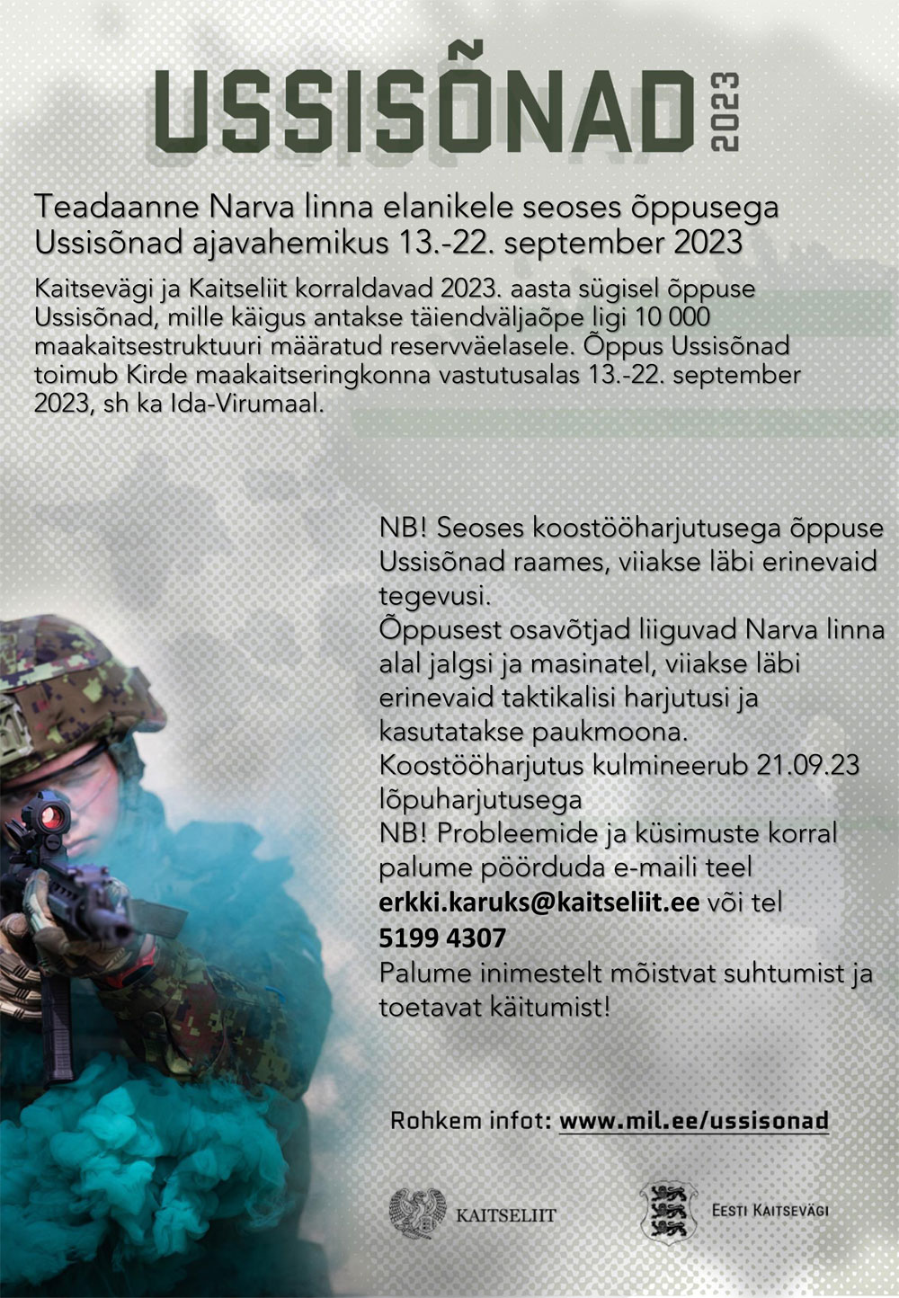 Katseväe teade Narva linna elanikele